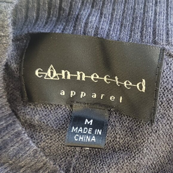 Connected Apparel Women's Charcoal V-Neck Gray Ribbed Knit Sweater Dress Size M - Picture 6 of 8